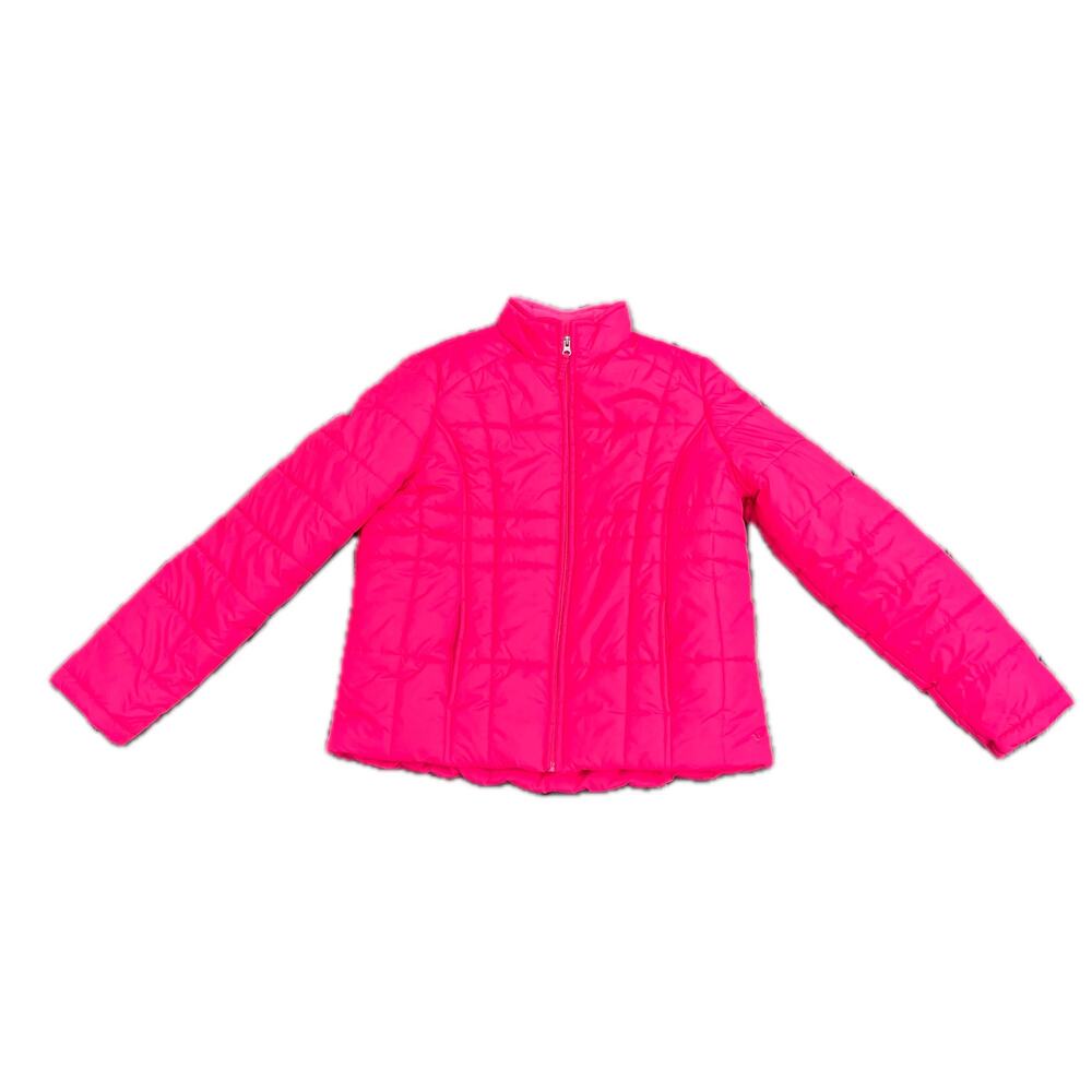 Pink zip up puffer jacket Athletic Works women's large